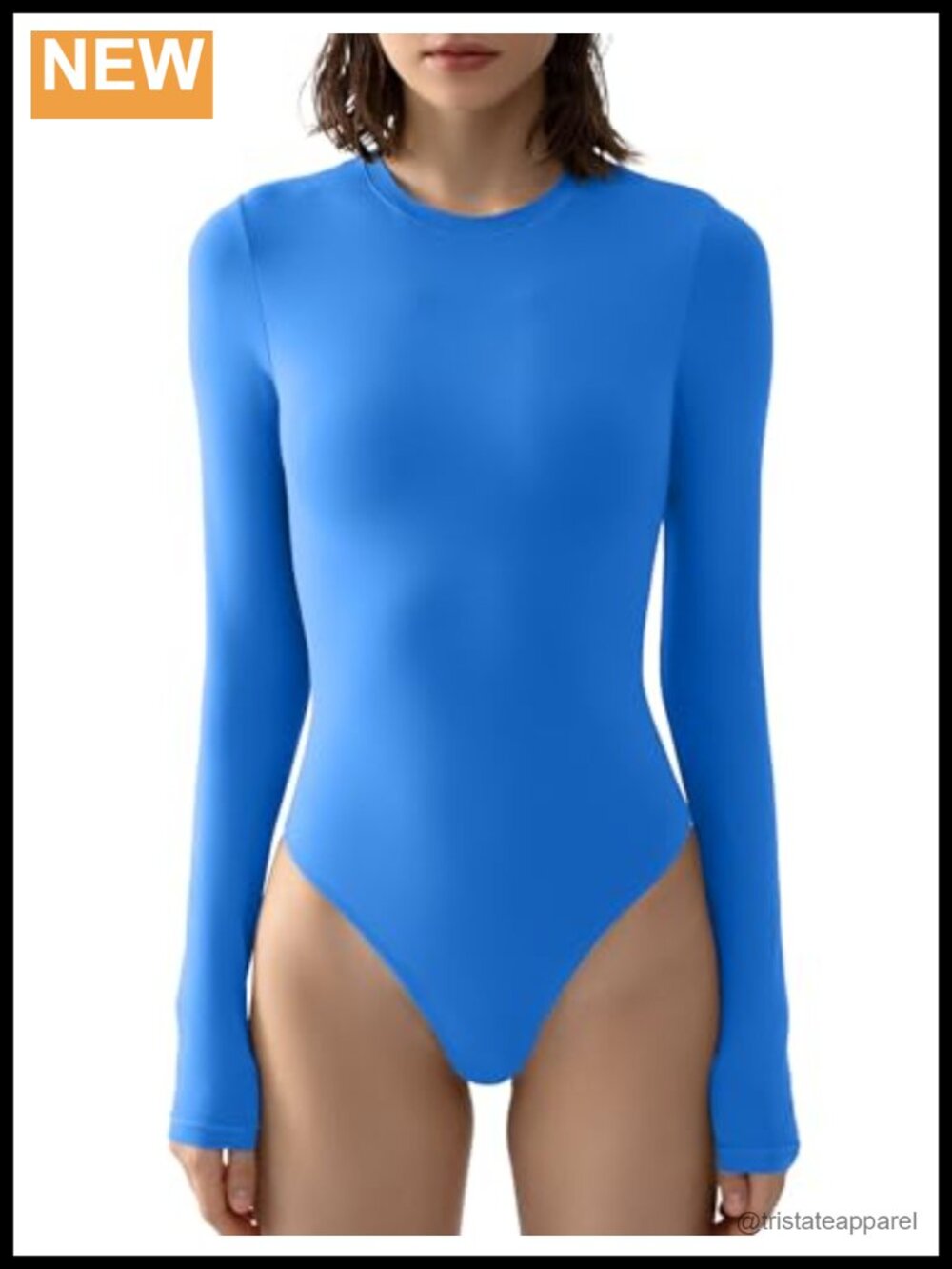 Crew Neck Long Sleeve Bodysuit Double Lined Basic Top